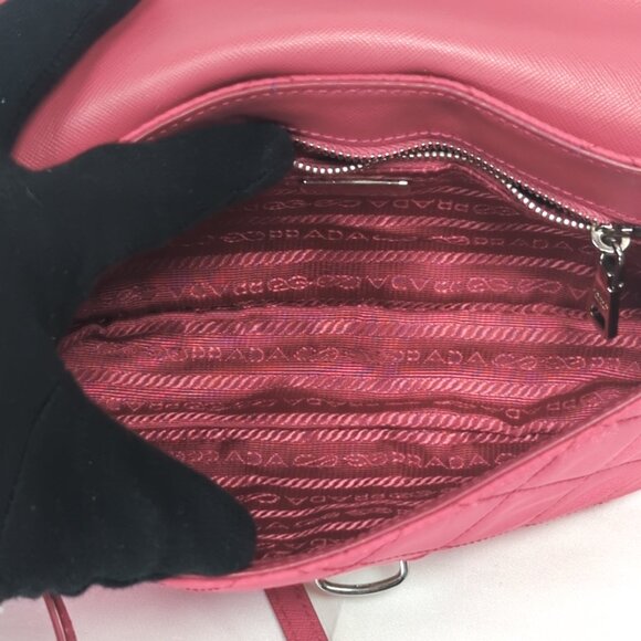 PRADA Tessuto Impunto Crossbody Shoulder Bag - Ibisco Pink - Picture 11 of 15